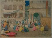 Charles W. Bartlett Amritsar [India], color woodblock print by Charles W. Bartlett, 1916, Honolulu Academy of Arts Spain oil painting artist